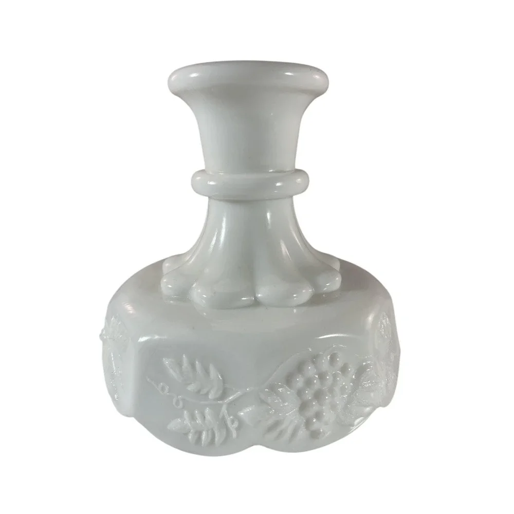 Vintage Westmoreland Milk Glass Candlestick‎ MCM Paneled Grapes Vines - Single
